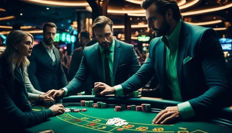 Crupier en casino en vivo con ambiente premium